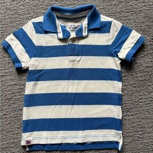 Mini Boden Blue and Off-White Striped Polo